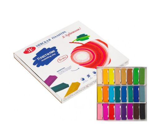 Пластилин Невская Палитра "Я-Художник" 24 цвета, со стеком, 480 гр.
