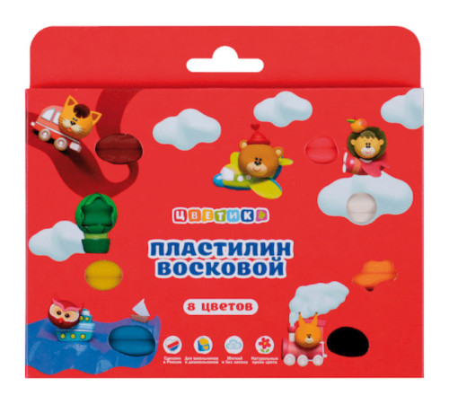 Пластилин восковой Невская Палитра "Цветик" 6 цветов, со стеком, 90 гр.