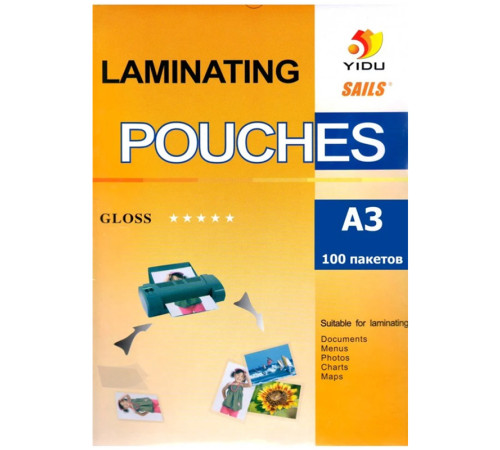 Пленка для ламинирования YIDU А3, 125 мкм, глянец, 100 штук в упаковке