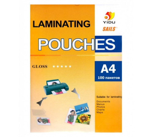 Пленка для ламинирования YIDU А4, 100 мкм, глянец, 100 штук в упаковке