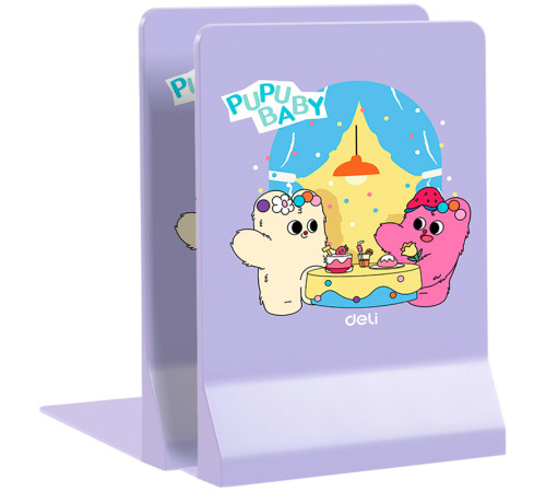 Подставка для книг DELI "PupuBaby", 2 шт, складная, фиолетовая