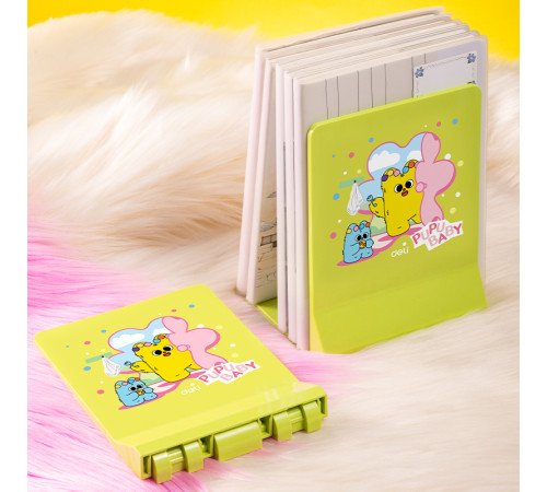 Подставка для книг DELI "PupuBaby", 2шт, складная, зеленая