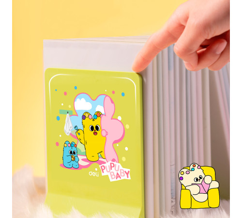 Подставка для книг DELI "PupuBaby", 2шт, складная, зеленая