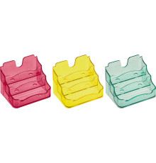 Подставка для визиток СТАММ, 3 отделения,  пастельные цвета, ассорти