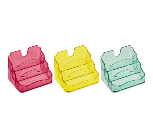 Подставка для визиток СТАММ, 3 отделения,  пастельные цвета, ассорти