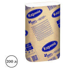 Полотенца бумажные Карина, 200 листов, 2-слойные, 22,5*23 см, Z-сложение, белые