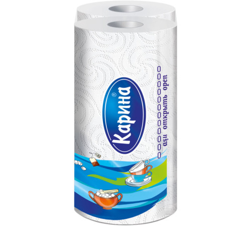 Полотенца бумажные "Карина",2-х слойные, 2 рулона в упаковке