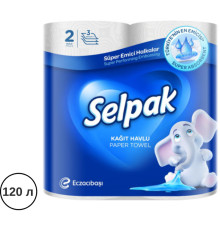 Полотенца бумажные Selpak с рисунком, 3-х слойные, 2 рулона в упаковке