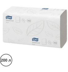 Полотенца бумажные Tork "Advanced", 2-х слойные, 200 листов 23х23 см,  ZZ, белые
