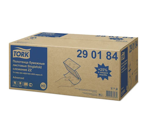 Полотенца бумажные Tork "Advanced", 2-х слойные, 200 листов 23х23 см,  ZZ, белые