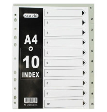 Разделитель пластиковый BASY, А4, 10 листов, серый