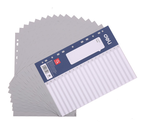 Разделитель пластиковый DELI, A-Z, А4, 20 листов, серый