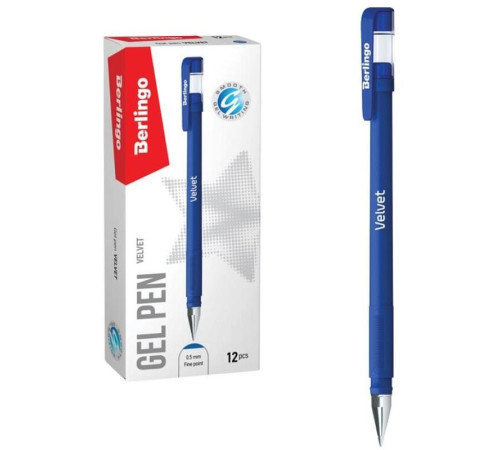 Ручка гелевая BERLINGO "Velvet" 0,5 мм, прорезиненный корпус, синяя