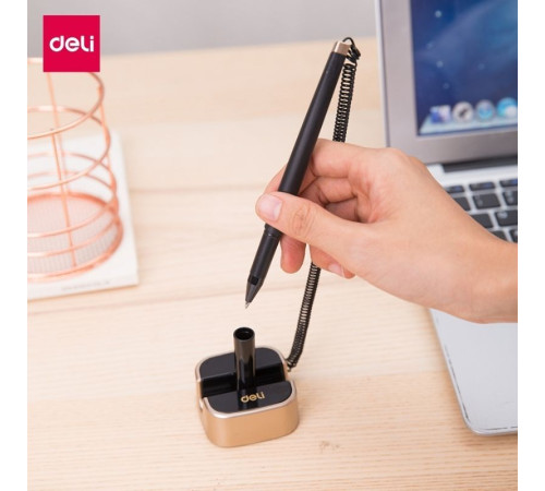 Ручка гелевая Deli, на подставке, 0,7 мм, синие чернила