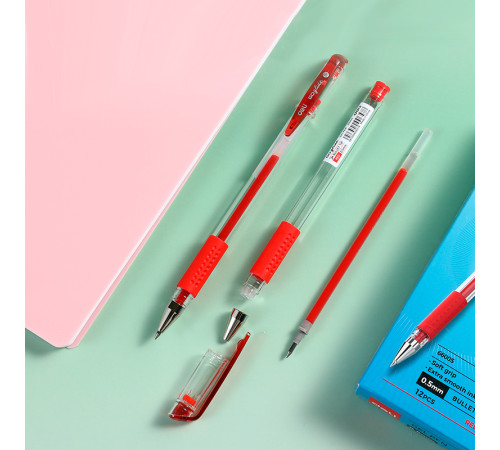 Ручка гелевая Deli "6600",  0,5 мм, красная