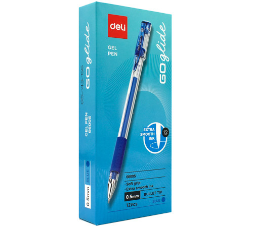 Ручка гелевая DELI "6600" 0,5 мм, синяя