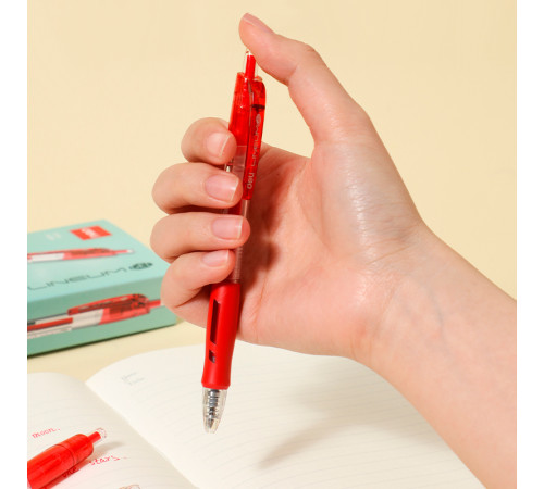 Ручка гелевая DELI "Lineum" 0,5 мм, автоматическая, красная