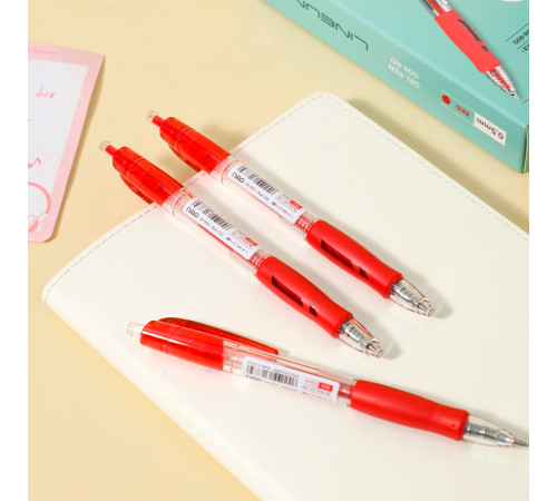 Ручка гелевая DELI "Lineum" 0,5 мм, автоматическая, красная