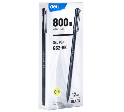 Ручка гелевая DELI "Max" 0,5 мм, черная
