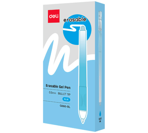 Ручка гелевая DELI "Neonup" 0,5 мм, синяя, стирающиеся чернила