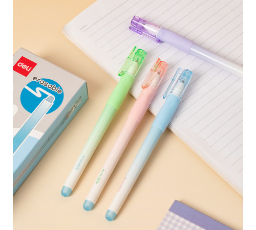 Ручка гелевая DELI "Neonup" 0,5 мм, синяя, стирающиеся чернила