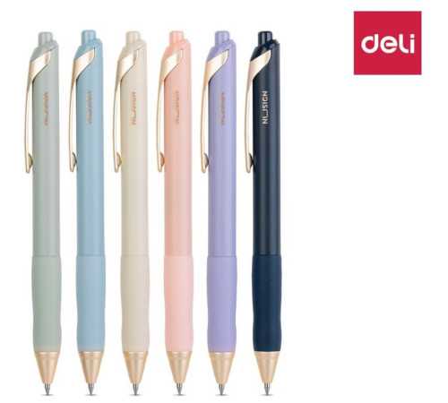 Ручка гелевая DELI "NS666" 0,7 мм, автоматическая, черная