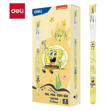 Ручка гелевая DELI "SpongeBob" 0,5 мм, черная