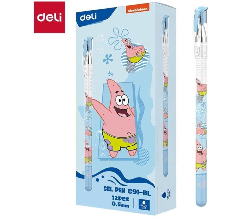 Ручка гелевая DELI "SpongeBob" 0,5 мм, синяя