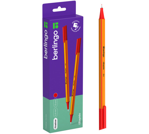 Ручка капиллярная Berlingo "Rapido" красная, 0,4мм, трехгранная