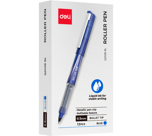 Ручка роллерная DELI "Q202B" синяя, 0,5 мм