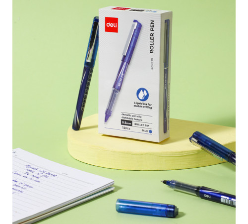 Ручка роллерная DELI "Q202B" синяя, 0,5 мм