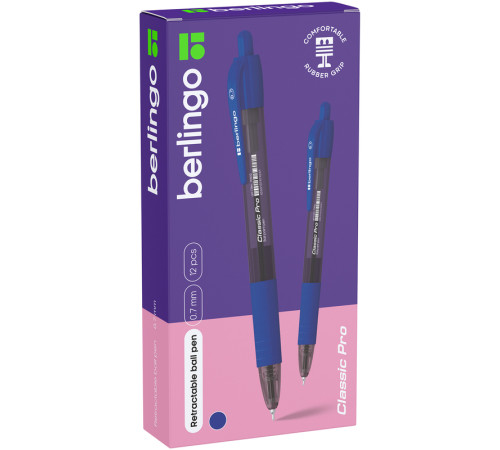 Ручка шариковая Berlingo "Classic Pro" автоматическая, 0,7 мм, синие чернила
