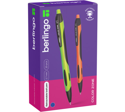 Ручка шариковая Berlingo "Color Zone", 0,7 мм, синие чернила 