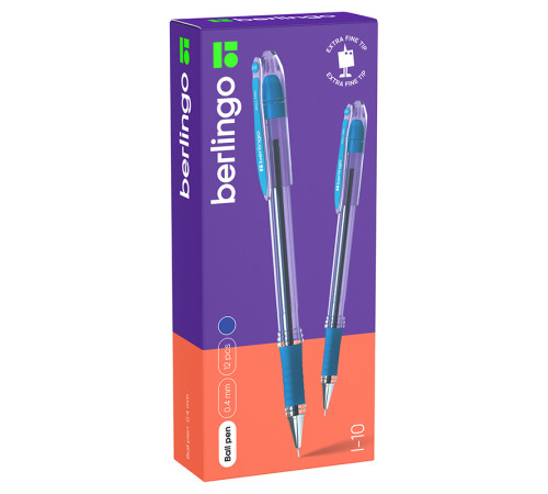 Ручка шариковая BERLINGO "I-10" 0,4 мм, синяя