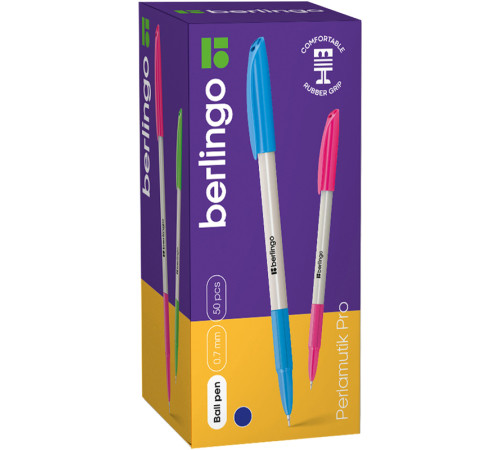 Ручка шариковая BERLINGO "Perlamutik Pro" 0,7 мм, синяя, грип