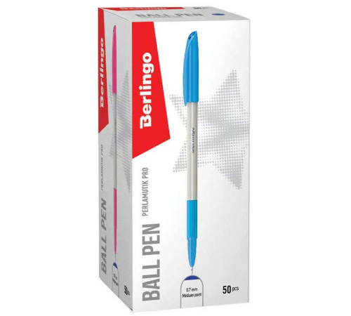 Ручка шариковая BERLINGO "Perlamutik Pro" 0,7 мм, синяя, грип