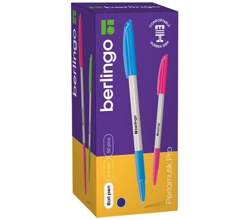 Ручка шариковая BERLINGO "Perlamutik Pro" 0,7 мм, синяя, грип