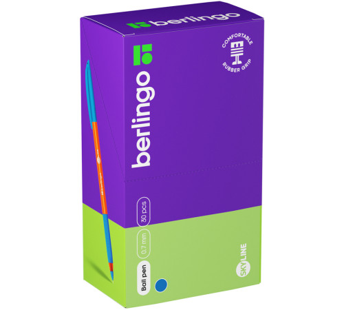 Ручка шариковая BERLINGO "Skyline" 0,7 мм, синяя, грип