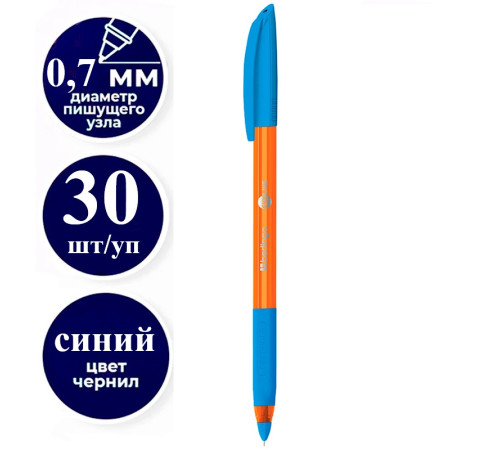 Ручка шариковая BERLINGO "Skyline" 0,7 мм, синяя, грип