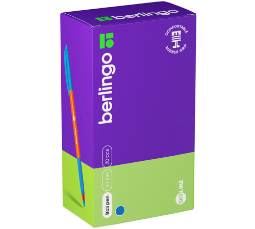 Ручка шариковая BERLINGO "Skyline" 0,7 мм, синяя, грип