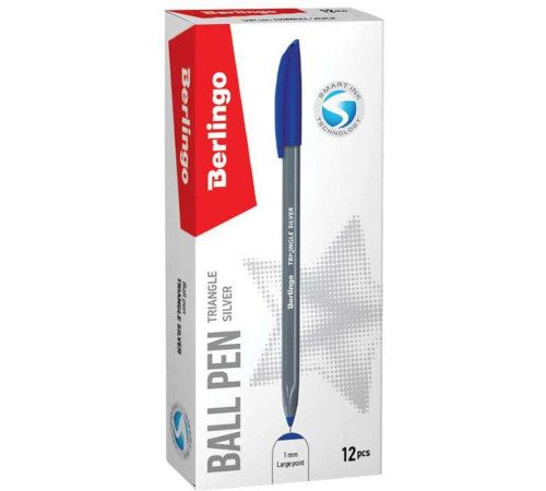 Ручка шариковая BERLINGO "Triangle Silver" 1,0 мм, синяя