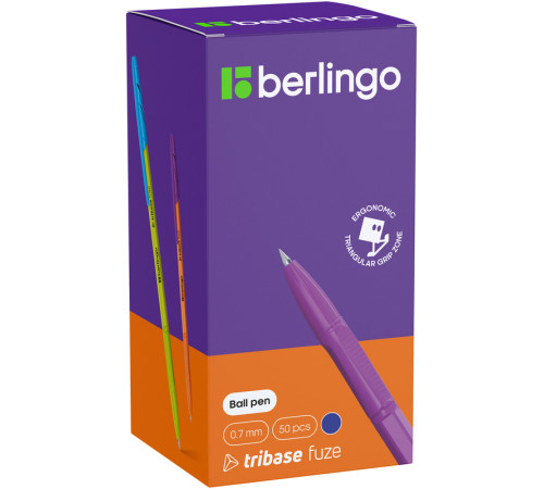 Ручка шариковая BERLINGO "Tribase Fuze" 0,7 мм, синяя