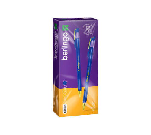 Ручка шариковая BERLINGO "xGold" 0,7 мм, игольчатый стержень, синяя, грип