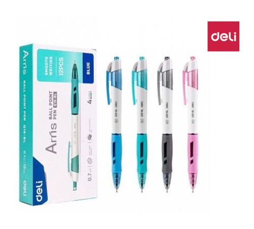 Ручка шариковая DELI "Arris Q18" автоматическая, 0,7 мм, синяя