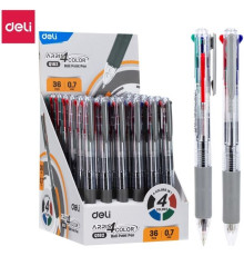 Ручка шариковая DELI "Arris" автоматическая, трехцветная, 0,7 мм, синяя, черная, красная