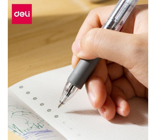Ручка шариковая DELI "Arris" автоматическая, трехцветная, 0,7 мм, синяя, черная, красная