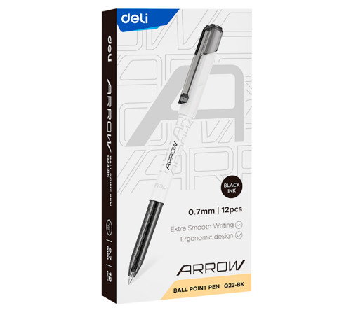 Ручка шариковая DELI "Arrow", 0,7 мм, черная