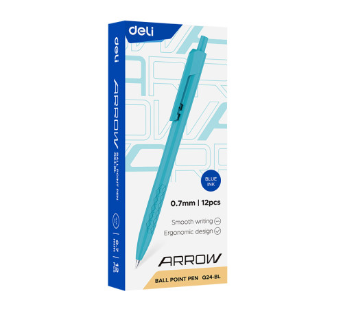 Ручка шариковая DELI "Arrow" автоматическая, 0,7 мм, синяя