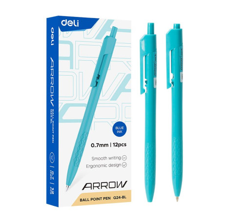 Ручка шариковая DELI "Arrow" автоматическая, 0,7 мм, синяя