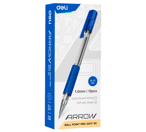 Ручка шариковая DELI "Arrow" Q1730, 1 мм, синяя